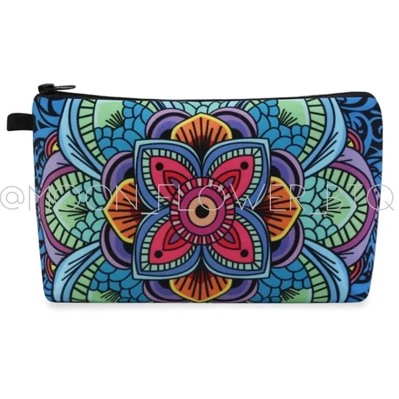 Ⓜ️SOLDⓂ️ Boho Mandala Makeup Cosmetic Bag Rainbow Flower - Picture 6 of 8